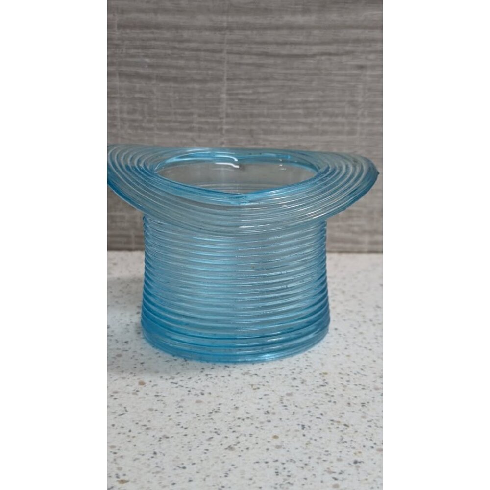National Glass Ice Blue Top Hat Saratoga Pinstripe